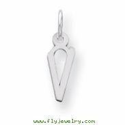 Sterling Silver Small Slanted Block Initial V Charm