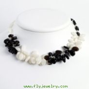 Sterling Silver Smokey Quartz & White Jade Necklace chain