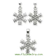Sterling Silver Snowflake Earrings and Pendant Set