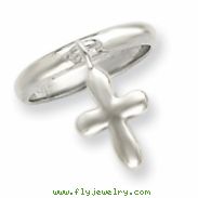 Sterling Silver Solid Cross Dangle Ring