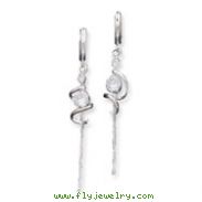 Sterling Silver Spiral Cz Dangle Hoop Earrings