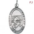 Sterling Silver St. Christopher Football Pendant With 24 Inch Chain