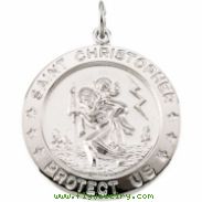 Sterling Silver St. Christopher Medal With 24 Inch Chain