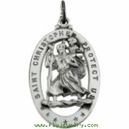 Sterling Silver St. Christopher Medal With 24 Inch Chain