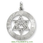 Sterling Silver Star of David Disc Charm