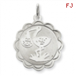 Sterling Silver Stork Disc Charm