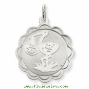 Sterling Silver Stork Disc Charm