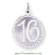 Sterling Silver Sweet Sixteen Disc Charm