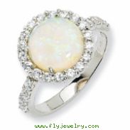 Sterling Silver Synthetic Opal & CZ Ring
