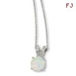 Sterling Silver Synthetic Opal Cabochon & CZ 18in Necklace chain