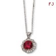 Sterling Silver Synthetic Ruby & CZ 18in Necklace chain
