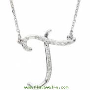 Sterling Silver T Diamond Necklace