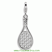 Sterling Silver Tennis Racket With Lobster Clasp Charm