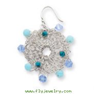 Sterling Silver Turquoise Blue Agate And Light Blue Crystal Earring