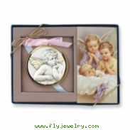Sterling Silver Two Angels Medallion & Prayer Card