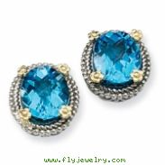 Sterling Silver w/14k 6.25Swiss Blue Topaz Earrings