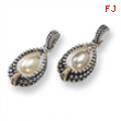 Sterling Silver w/14k 7x5mm Freshwater Cultured Pearl Earrings