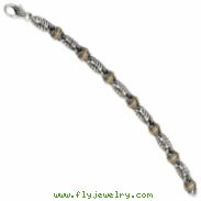 Sterling Silver w/14k Antiqued Link 7in Bracelet