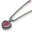 Sterling Silver w/14k Created Pink Sapphire 18in Necklace
