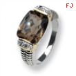 Sterling Silver w/14k Diamond & Smokey Quartz Ring