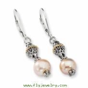 Sterling Silver w/14ky 8-8.5mm Pink FW Cultured Pearl Earrings