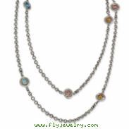 Sterling Silver w/14ky Amethyst/Blue Topaz/Citrine 42in Necklace