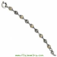 Sterling Silver w/14ky Antiqued Bracelet