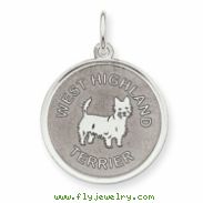 Sterling Silver West Highland Terrier Disc Charm