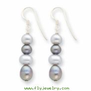 Sterling Silver White & Grey Cultured Pearl Earrings