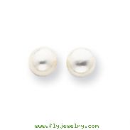 Sterling Silver White Cultured Pearl Button Earrings
