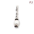 Sterling Silver White Cultured Pearl Marcasite Bead Dangle Earrings