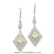 Sterling Silver Yellow & Clear Cubic Zirconia Dangle Earrings