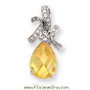 Sterling Silver Yellow And Clear CZ Pendant Slide