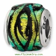Sterling Silver Yellow Dichroic Glass Bead