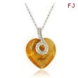 Sterling Silver Yellow Swarovski Crystal Heart Necklace