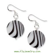 Sterling Silver Zebra Print Mother Of Pearl Disc Earrings