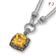 Sterling Silver/14ky Diamond and Citrine 17in Pendant