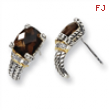 Sterling Silver/14ky Diamond and Smokey Quartz Post Earrings