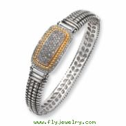 Sterling Silver/14ky Diamond Bangle Bracelet