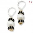 Sterling Silver/14Ky Pearl, Black Enamel & Gold Bead Earring