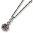 Sterling Silver/Gold-plated Antiqued Amethyst 18