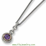 Sterling Silver/Gold-plated Antiqued Amethyst 18" Necklace
