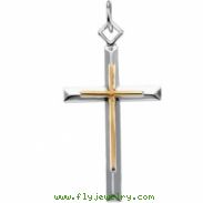 Sterling Yellow Filled Gold Streling Silver & Ygf Two Tone Cross Pendant