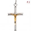 Sterling Yellow Filled Gold Streling Silver & Ygf Two Tone Crucifix Pendant