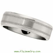 Titanium 7mm Polished Milgrain Domed Mil Slightly Dome Band