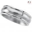 Titanium 7mm Satin And Polished Slighlty Grooved Slightly Domed Band