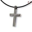 Titanium Leather Cord Cross Necklace