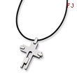 Titanium Leather Cord Cross Necklace