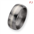 Titanium Sterling Silver Inlay 8mm Brushed Band ring