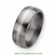 Titanium Sterling Silver Inlay 8mm Brushed Band ring